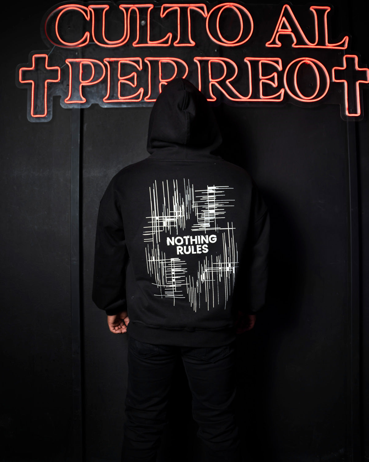 Hoodie Oversize Glitch Negro