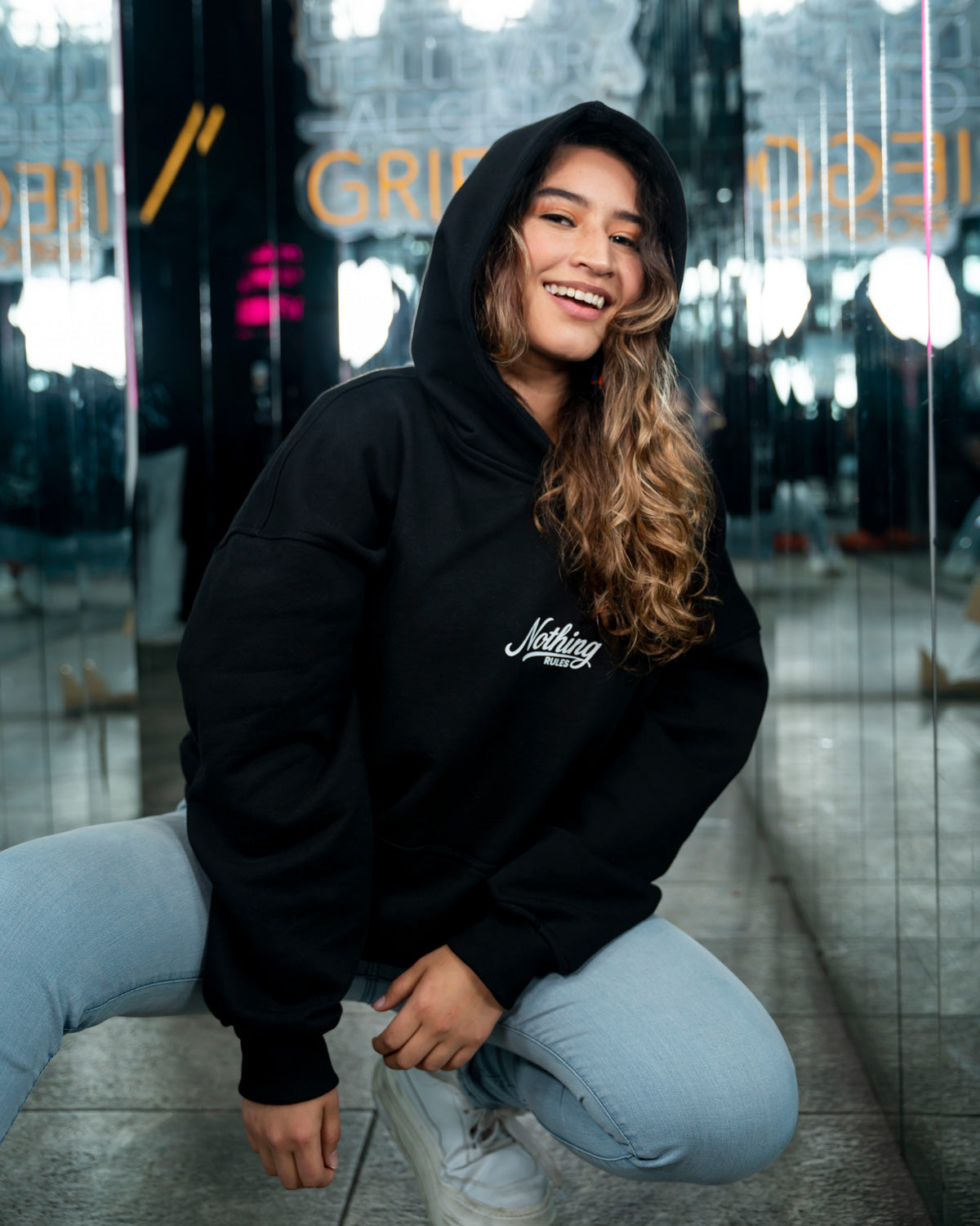 Hoodie Oversize Glitch Negro